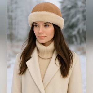 Vintage Tan Shearling Hat